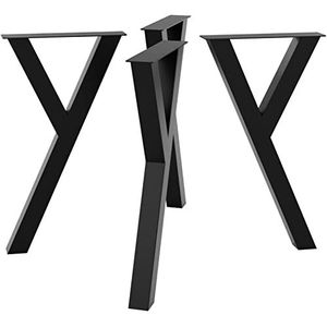 MetaloPro 4 x tafelpoten, metaal, zware stalen bureaupoten, tafelonderstel zwart, tafelframe van staal, duurzaam tafelframe voor moderne salontafel, eettafel, woonkamer, 72 cm