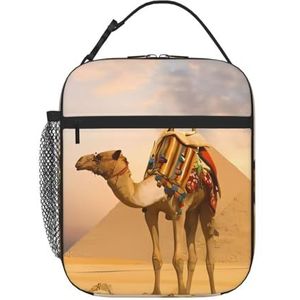 MYGANN Camel Unisex met afneembare draagbare geweven geïsoleerde lunchtas voor werk, reizen, kamperen