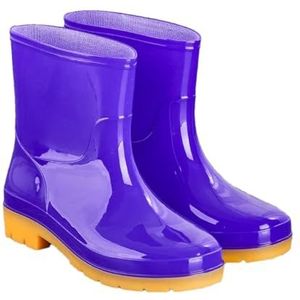 Wjnvfioo Mode Regenlaarzen Voor Mannen Vrouwen Waterdichte Laarzen Werk Outdoor Vissen Schoenen Paars 37 (23.5CM)