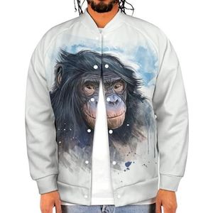 Chimpansee Monkey Grappige mannen Baseball Jacket Gedrukt Jas Zachte Sweatshirt Voor Lente Herfst