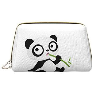 KOOLR Kleine Panda Print Make-up Tas Lederen Cosmetische Tas Travel Organizer Toilettas Voor Vrouwen En Meisjes, Wit, One Size
