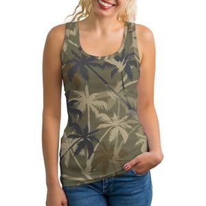 Palmboom Camouflage Lichtgewicht Tank Top voor Vrouwen Mouwloze Workout Tops Yoga Racerback Running Shirts S