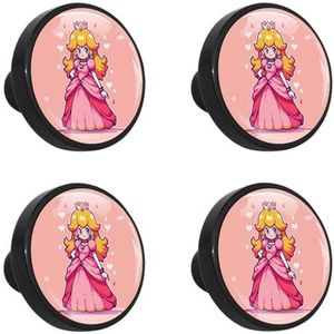 KYATON voor Princess Peach elegante ABS-glazen ronde ladetrekkers met schroeven (4 stuks) - 3,3 x 2,5 cm - kastknoppen voor kasten, dressoirs, kasten - moderne en stijlvolle handgrepen voor