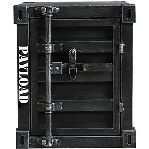 KRXSOBNV, 2-laags nachtkastje met deur, retro nachtkastje zwart, slaapkamer, woonkamer, opbergorganisator bijzettafel 40 * 38 ，Vintage opbergkasten(Black Brushed Silver)