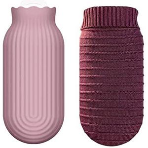Mini warmwaterkruik, warmwaterkruik magnetron verwarming siliconen warmwaterkruikzak met gebreide hoes, warme en koude therapieën rugpijn - cadeau voor ouders, kerstmis (maat: multi) (maat: helder)