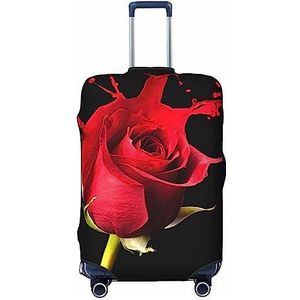 TOMPPY Rode roos met rode spatten bedrukte bagagehoes elastische wasbare kofferhoes anti-kras kofferbeschermer geschikt voor 45-32 cm bagage, Zwart, S