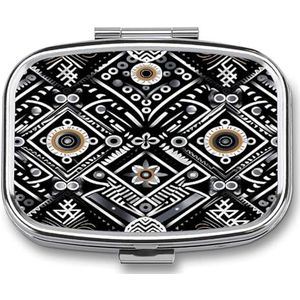 Zwart Wit Patroon Pil Doos Pil Organizer Pil Case 2 Compartiment Geneeskunde Pil Organizer Kleine Pil Case Pil Container Pil Houder Leuke Pillendoos Mini Pillendoosje