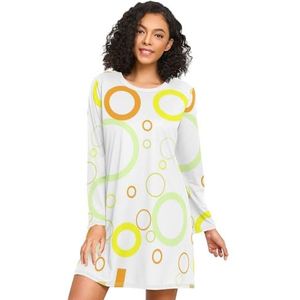 LI ZHI XIN Nachthemd voor dames, lange mouwen, nachthemd, nachthemden, slaapkleding, ronde hals, losse grote maten, nachtkleding Xxxl Xxl kleur stippen, Meerkleurig, S