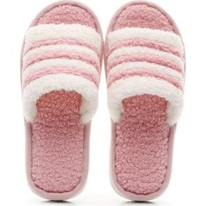 LJISEHG Dames herfst/winter wollen pluche pantoffels, antislip zachte onderkant, binnenhuis katoenen pantoffels(Pink,44-45)