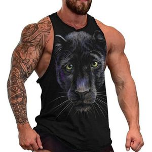 Panther Artistieke Schetsrijke Kleur Portret Mannen Tank Top Grafische Mouwloze Bodybuilding Tees Casual Strand T-Shirt Grappige Gym Spier