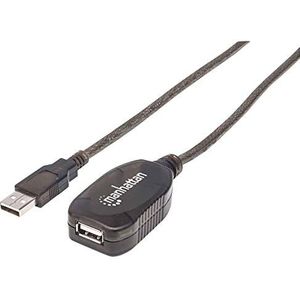 Manhattan 152365 Hi-Speed USB 2.0 repeater kabel (stekker naar A-aansluiting) in serie schakelbaar 15m zwart