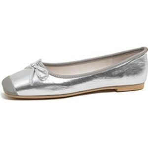 ZOIKOM Damesmode vierkante platte schoenen balletpumps platte schoenen, Zilver, 35.5 EU