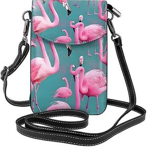chenfandi Een verzameling flamingo's crossbody tas met rits, &* vrouwen schoudertas met kaartsleuf, afneembare schouderriem, 19,2 x 12,5 cm., Zwart, Eén maat