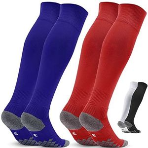 Sokken voetbal kinderen voetbalsokken 2 paar EU 35-38 - jongens voetbalsokken voetbalsokken - sportsokken trainingssok - voor voetbal, hardlopen, Training (Blauw/Rood 2)