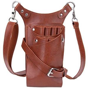 Mfzifya Kappersgereedschapsset, schaartas, professionele kappersgereedschapsset, voor het opbergen van scharen, kammen, krulkammen, clips en meer.QG-YZ-Bruin)