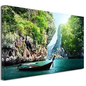 DECLINA Afbeelding strand THAILANDE, bedrukt, foto, landschap op canvas, wanddecoratie, keuken, woonkamer, slaapkamer, volwassenen, 50 x 30 cm