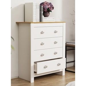 VCM Houten commode dressoir highboard dressoir kast halmeubel lade Balusa XL wit