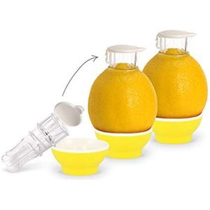 Patent-Safti 3 x gele sapcentrifuge, de originele sapti-schenktuit voor citroenen, sinaasappels enz. Eenvoudiger dan elke citroenpers of sappers, 3 x geel