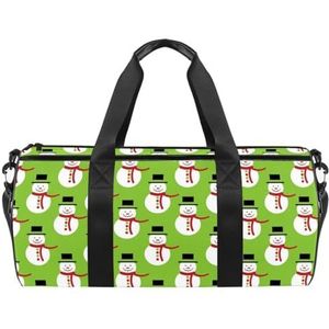 Leuke Kerst Sneeuwpop Groen Patroon Sport Gym Bag Fitness Workout Duffel Bag Reistas Tote Handtas Apparatuur Tas voor Vrouwen Mannen, Meerkleurig, 17.7x9x9 inches