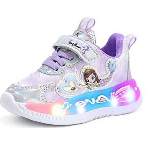 Meisjes LED Light Up Schoenen, Zeemeermin Schoenen Kinderen Lichtgewicht Knipperende Ademende Knipperende Sneakers Net Schoenen Meisjes Sneakers, (Peuter/klein kind/groot kind)(21-32) (Color : Paars