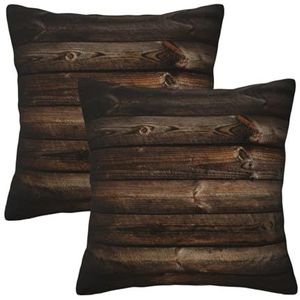 Kfjghhl Bruine Houten Gooi Kussenslopen Decoratieve Boerderij Bank Kussensloop 45/50cm Vierkante Kussen Pillcase