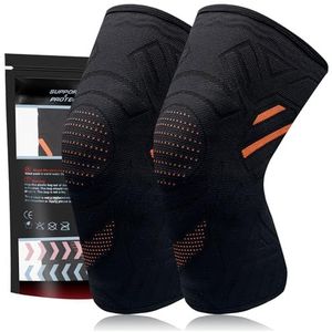YOLONCE 2 stuks kniesteunen voor heren/dames, orthopedische kniebandage, artritis-ondersteuning, kniebandage voor sport, oranje, M