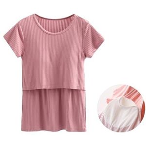 Zwangerschapstanktop Zwangerschapsvoedingstops for dames Sweatshirt met korte mouwen for zwangerschap en postpartumkleding(Color:Deep pink,Size:M)
