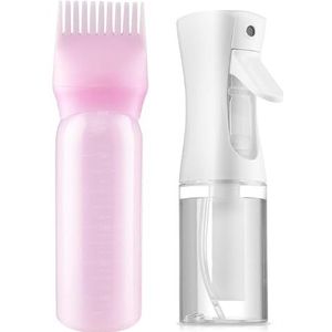 URRANEE Haar Applicator Fles-Wortel Kam en Continue Spray Fles, Haarspray en Olie Applicator voor Haar (Roze)