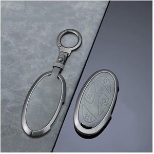 Autosleutel beschermhoes 5 7 Knoppen Metaal + Leathe Autosleutel Case Cover Fob Skin Houder Shell Voor Hyundai Voor Kona Ev Voor Grandeur GN7 Voor IONIQ 6 2023 2024 Sleutel Shell(Case and Keychain B)