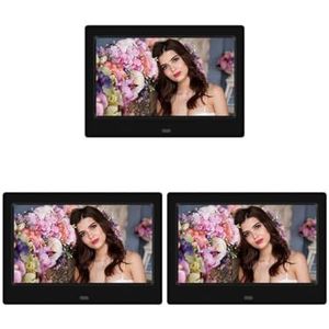 7 Inch Slimme Digitale Fotolijst LED 800 * 480 720P HD Elektronische Digitale Fotolijst MP3 MP4-muziekspeler Met Afstandsbediening Eenvoudig delen(Black 3PCS-01)