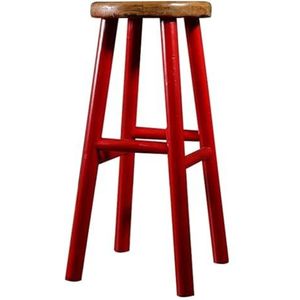 Bar Massief houten barkruk Europese eenvoudige barkruk Ergonomisch pedaalontwerp Barstoelen Creatieve retro moderne kinderstoel Krukken (Size : Red-)