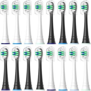Qitizu Opzetborstels Compatibel met Philips Sonicare Elektrische Tandenborstel, Reserveborstels voor Diamond Protective Expert Daily Clean, 8 Zwart 8 Wit