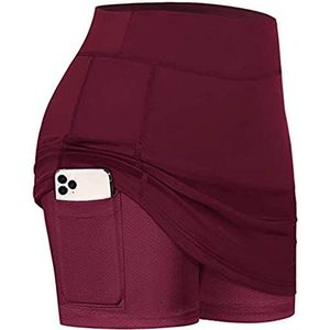 95sCloud 2-in-1 broekrok voor dames, korte culottes, tennisrok, yoga, sport, skort met binnenbroek en zak, shorts, tennisrok, actieve atletische skort voor golf, hardlopen, sport en training
