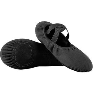 Ballet Slippers Elastische Doek Latin Dance Training Volwassen Vrouwen Meisje Suède Schoen Zachte Zool Ballet Kinderen Dans Training Schoenen Ballet Pompen, Zwart, 27 EU