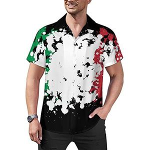 Grunge Blots Italië vlag casual button-down shirts korte mouw Cubaanse kraag T-shirts tops Hawaiiaans T-shirt XL
