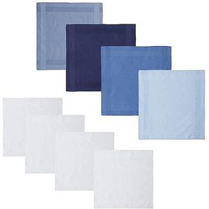 Puur katoenen zakdoeken voor heren, absorberend, puur katoen, 8 stuks, voor pak, gezichtshanddoek, geschikt voor bruiloftsbanket, picknick, feest, Blauw, M