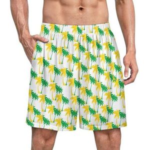 Palmbomen in Jamaica Kleuren Grappige Pyjama Shorts Voor Mannen Pyjama Bottoms Mannen Nachtkleding Met Zakken Zacht