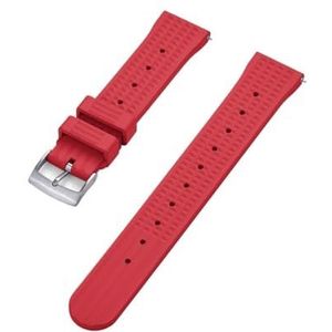 INEOUT Rubberen Horlogeband Stofdicht Waterdicht Snelsluiting Wafelband 20 Mm 22 Mm Geschikt For Heren Duikhorloges (Color : Red Silver, Size : 20mm)