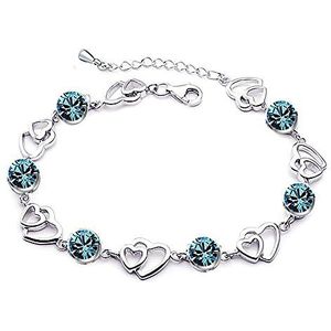 Kaguyo kristallen armbanden voor vrouwen, 18k witgoud plating zilver Amethist blauw regenboog hart armbanden, vriendschap armband voor vrouwen meisjes verjaardagscadeau (1815), Eén maat, Kristal,