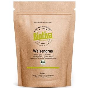 Biotiva Tarwegraspoeder Bio 500g - Tarwegraspoeder - Jong, fijn tarwegraspoeder - Gebotteld en gecontroleerd in Duitsland - Fijnste smaak