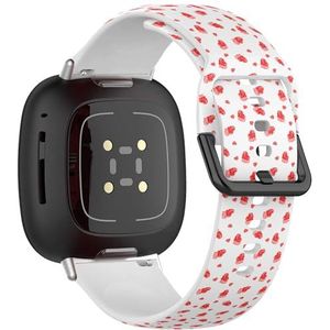Sportbandje compatibel met Fitbit Sense / Sense 2 / Versa 4 / Versa 3 (opengewerkte rode harten), siliconen armband, accessoire