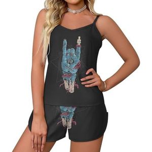 Zombie hand met botten en bloed 2-delige pyjamaset voor dames, sexy tanktop en korte broek, nachtkleding PJ Lounge