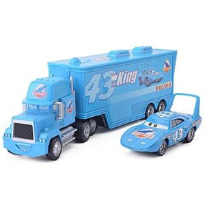 ZIJ Auto-speelgoed, 2 stuks, van Cars 3, Chick Hicks, Lightning McQueen, Uncle Container Truck, 1:55, diecast-metaal, verjaardagscadeau, voor kinderen (kleur: The King)