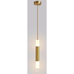 Hertl Gouden lange buis hanglamp metalen fluit hangende lamp met witte acryl lampenkap, moderne LED-kroonluchter, bar aanrecht verlichting hanglampen, cilinder lampen