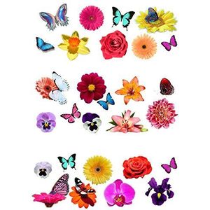28 mooie bloem en vlinder eetbare wafelpapier taart toppers decoraties