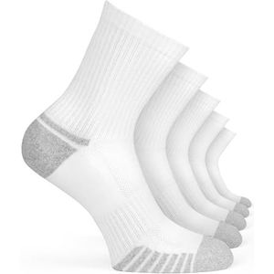 Basic Treasure Quarter hardloopsokken, sportsokken voor heren, maat 43-46 en hardloopsokken voor dames, maat 39-42, enkelhoge sportsokken, zwart of wit, 6 stuks, wit, 39-42 EU