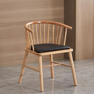 BEDOIN Moderne houten eetkamerstoelen, PU-lederen stoel, bureaustoel, fauteuil voor keuken, eetkamer, woonkamer, slaapkamer, kantoor, zwart2