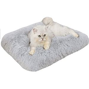 Kalmerend honden- en kattenbed, orthopedisch hondenbed, afneembaar, wasbaar, antislip, voor grote, middelgrote en kleine honden, katten (50 x 35 x 3 cm, grijs)