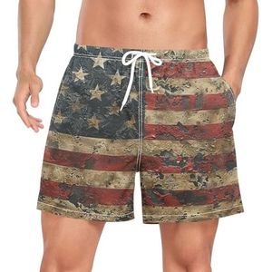 Wzzzsun Amerikaanse vlag sterren strepen heren zwembroek board shorts sneldrogende kofferbak met zakken, Leuke mode, XL
