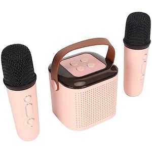 Karaoke Machine Ondersteuning Geheugenkaart RGB Light Bluetooth Speaker Party Microfoon Set Voor TV (Roze)